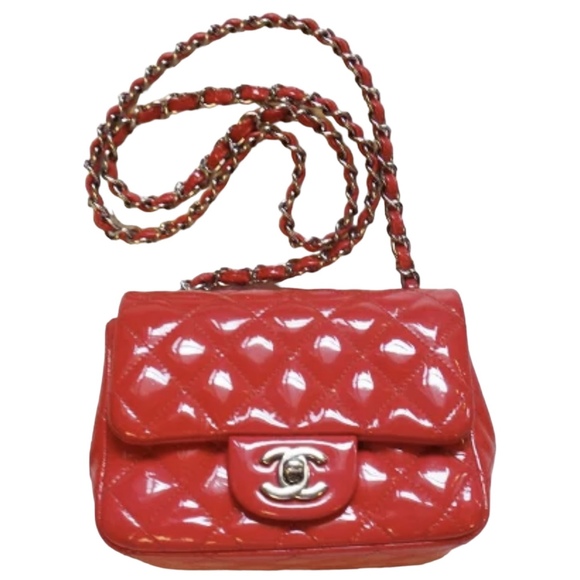 Chanel Bag Pink Chain Shoulder Enamel Mini Matelasse - Picture 1 of 14